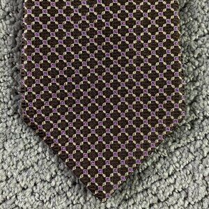Canali Designer Necktie Tie Silk Made in Italy Brown Purple Width 3.75"